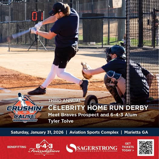 Join Braves Prospect and 6-4-3 DP Baseball Alum Tyler Tolve For the Third Annual Crushin’ for a Cause Home Run Derby